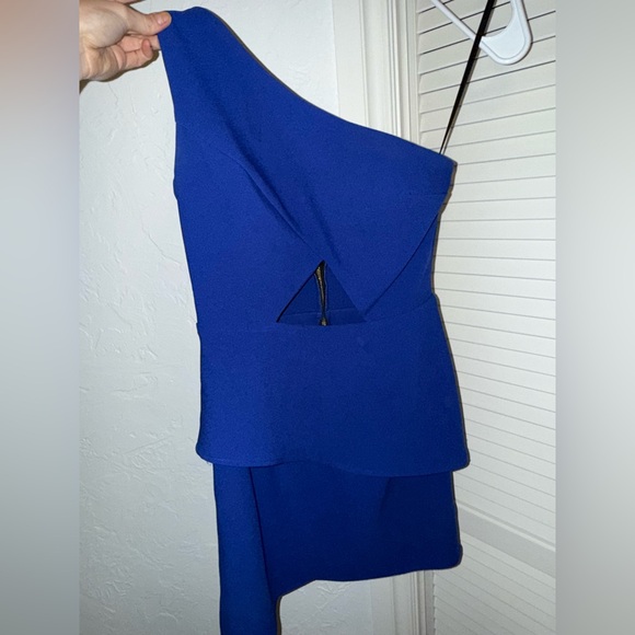 NBD X Naven Think About it Dress Mini Cobalt Blue Cut Out One Shoulder size: S - Picture 5 of 7